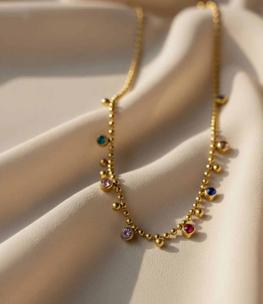 Multi Color Stone Beads Necklace