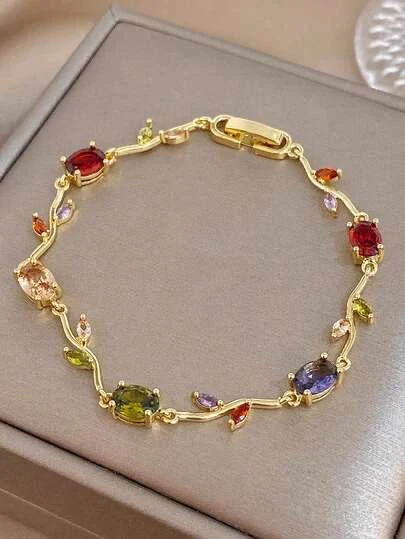 Tulip Bracelect - Gold (Multi Color Stones)