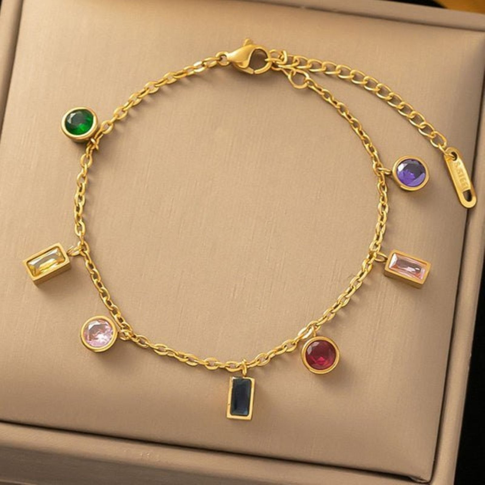 Multi Color Geometric Stones Bracelet